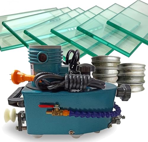 GAYAYAS Electric Glass Edging Machine, Portable Glass Edger Straight, 8000R/Min Grinding Machine, w/8 Diamond Wheels, for Plexiglass Acrylic Marble Ceramic Blue