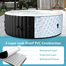 Glonerle 2-4 Person Inflatable Hot Tub, Round Portable Blow up Hot Tub, Leak-Proof PVC Outdoor Spa with 120 Air Jets, Insulated Cover & Heater Pump, 71” X 71” X 25”