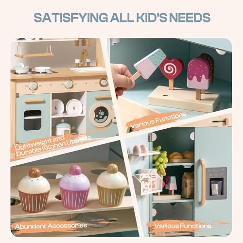 ROBOTIME Wooden Kids Kitchen Playset Toy Kitchen Sets