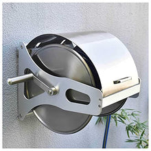 Stainless Steel Garden Hose Reel,Water Hose Holder & Storage Holds,Heavy Duty Metal Wall Mount Water Hose Storage Rack,Retractable Portable Hose Storage Rack with Cover,Load 100kg ( Rack+35m Hose)