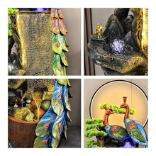 Outdoor Water Fountain Peacock Entrance Ornament, Large Fountain for Living Room, Resin Indoor with LED Lights, Suitable for, Balcony, Courtyard(Large)