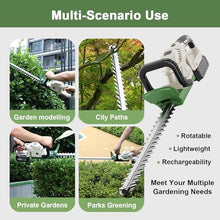 Cordless Handheld Hedge Trimmer, 200W Electric Brush Cutter, 51cm Double-Edged Blade, 180° Adjustable Head, Power Hedge Trimmer, Soft Grip Handle, 15mm Tooth Opening Capacity,2batteries