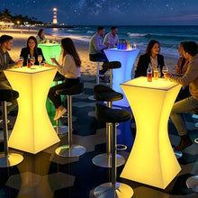 HXYhydrypd RGB 16 Colors LED Light Up Bar Table, IP54 Waterproof Rechargeable Glowing High Top Cocktail Table with Remote for Party Patio Nightclub