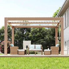 IDEALHOUSE Aluminum Pergola with Gable Roof and Wood Grain Finish - Durable, Waterproof, UV-Resistant, Easy Assembly, and Elegant Wood Grain.