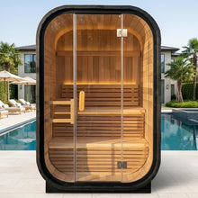 Outdoor Cube Sauna 2 Person, Canadian Red Cedar, 220V 6KW ETL Harvia Heater