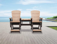 EcOasis Grand Lake Amish Crafted Poly Outdoor Adirondack Double Balcony Glider Weatherwood on Black