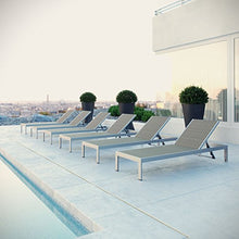 Modern Contemporary Urban Outdoor Patio Balcony Chaise Lounge Chair (Set of 6), Grey Gray, Aluminum