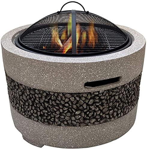Large Fire Pit Fire Bowl with Grill Gray Cast Iron Brazier Heater Multifunctional Camping Bowl BBQ for Backyard,Camping,Picnic,Bonfire,Garden (Black) (Black) (Gray)