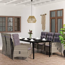 LKJVFCPW 7 Piece Patio Dining Set, Outdoor Garden Furniture with PE Rattan Chairs and Cushions, Large Metal Frame Table for Backyard, Deck, and Porch, Gray and Black