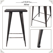 XIONGGG Metal Bar Table Set, Distressed Rectangular Bar Table and 2 Low Back Stools, Industrial Metal Barstools with Counter Height Table for Indoor Outdoor Use Golden Black 23.6L*23.6W*41.3H inches