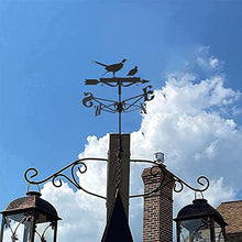 Weathervanee with Roof Mount Metal Weathervane Decoration Black Weather Vane Wind Direction Indicator Kit Metal Bracket Weather Vane for Roof Garden Home Garden Sheds Fence Posts Pergola (Bird)