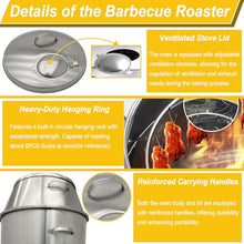 HayWHNKN Charcoal Roast Duck Oven Commercial BBQ Roaster, 3-Tier Multifunctional Stainless Steel Grill with Hooks, Tail Pins for Duck/Chicken/Turkey/Pig/Vegetables Roasting in Restaurant/Home/Outdoor