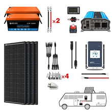 ACOPOWER 400Ah Battery 800W Solar Power System: 2PCS 200Ah Lithium Batteries+3000W Inverter+4PCS 200W Mono Solar Panels+60A MPPT Controller, for RV Boat 12V Off Grid Complete Solar Kit Li400Ah 3kW