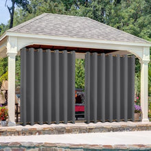HANGEENGS 2 Panels Outdoor Curtains for Patio Waterproof Sun Light Blocking Weather Resistant Privacy Grommet Blackout Curtains for Gazebo, Pergola,Cabana,Deck,Grey,79x120 in(WxL)