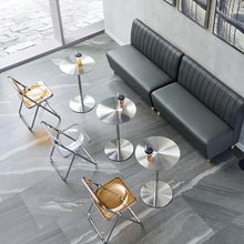 POJGVU Round Bistro Pub Table - Bar Height Cocktail Table with Stainless Steel Top & Stable Base Perfect for Patio Dining Room Parties - High Round Coffee Table,40x40x95cm