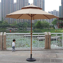 Umbrellas 9ft / 270cm Double Top Garden Patio Umbrella with Crank Handle, Sun Shade Waterproof Protection For Terrace, Balcony, Pool, Beach (Color : Dark Green) (Khaki)