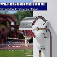 Professional Hose Reel W/Hose Kit, Garden Hose Reel, Garden Hose Reel Holder, Floor Hose Cart Reel Storage W/Hand Crank, Outdoor Hose Holder,10 Meters (50 Meters)