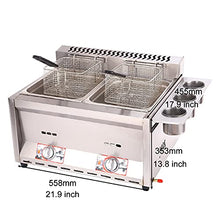 Professional Commercial Gas Fryer, Stainless Steel Lpg Fryer, Freestanding Temperature Control, Adjustable Firepower, With Baskets And Lid, Easy To Clean,A8L+8L