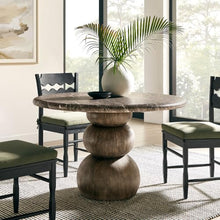 Modway Pietra Modern Sculptural Indoor/Outdoor Round Dining Table in Dark Emperador Marble – Faux Marble Top with Stacked Ball Pedestal Base – Contemporary Round 48" Dining Table