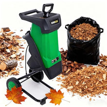 EXSHUING Electric 2400W Wood Chipper and Garden Shredder with 50L Bag, Quiet 40mm Leaf Mulcher, Portable Yard Waste Shredder with Wheels for Home Garden Maintenance and Landscaping Work