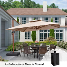 OROTLECT 132" x 132" Square Wood Pattern Cantilever Umbrella Wit Base In Ground,Beige