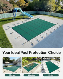 VEVOR Pool Safety Cover, 16 ft x 36 ft Rectangular Winter Inground Pool Cover, Triple Stitched, High Strength Mesh PP Material, Good Rain Permeability, Installation Hardware Included