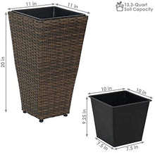 Sunnydaze 20" Square Tall Wicker Outdoor Planter, Brown, 8pk