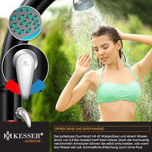 KESSER® Solar Garden Shower Arch Including Metal Shower Shelf + Protective Cover Warm Water | 20 Litres | Max. 60°C | Pool Shower Camping | Rain Shower Head & Tap | Garden Hose Connection