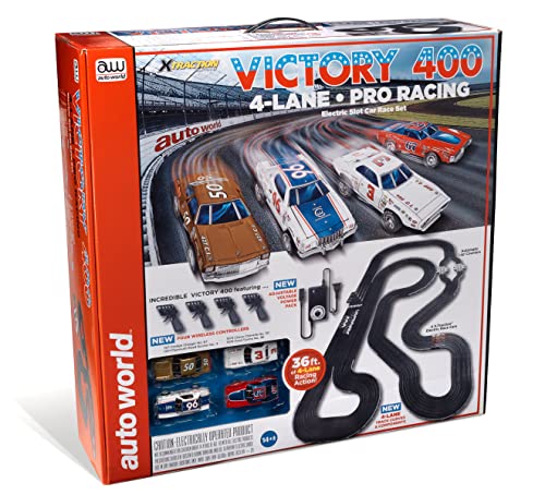 AW AUTO WORLD 36' Victory 400 4 Lane Slot Race Set HO Scale Factory