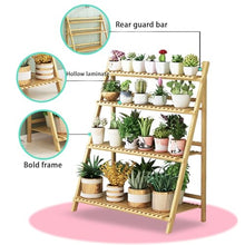 ZOCWJK Bamboo Plant Stand Storage Rack 4 Tier Plant Shelf Organizer for Flower Pot Display Multifunctional Plant Holder for Home Patio Balcony Garden,4tier27.6