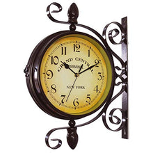 NUHSLF Garden Clocks Outdoor Waterproof, 13 Inches Classical Double-Sided Wall Clock for The Mounted Wrought Iron Metal Outside Indoor Decoration