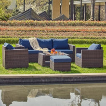 UOPYNE Patio Furniture Set, 7 Pieces Outdoor Patio Furniture with Table&Chair, All Weather Wicker Conversation Set with Ottoman
