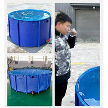 Above-Ground Canvas Fish Pond Pool, Circular Thickening PVC Pool, Large Collapsible Pool Above Ground with Bracket, for Koi Pond Culture Agricultural Irrigation Water Storage Tank(5x1.2m-23500L)