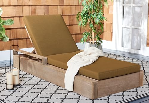 Safavieh Couture Outdoor Collection Lanai Chaise Lounge Chair Natural/Brown