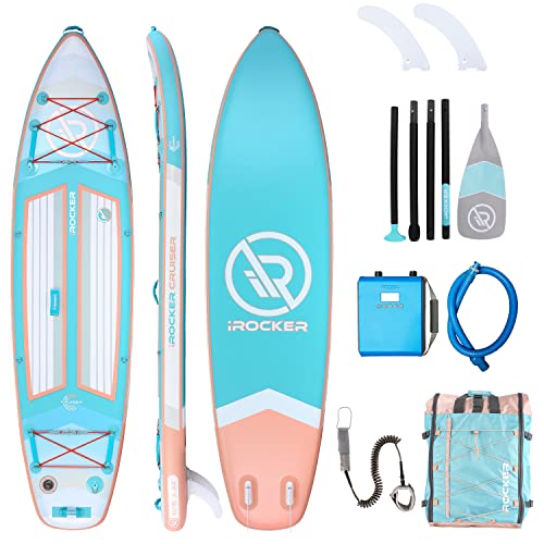 iROCKER Ultra Series Inflatable Stand Up Paddle Board 10'6" Aqua/Peach
