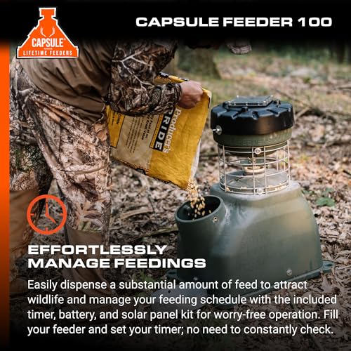 Capsule Game Feeders 100LB Capacity 360-Degree Broadcast Game Feeder Green