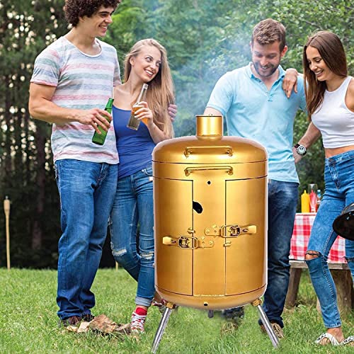 NEWCES Safety Certification Luxury Grills & Smokers Charcoal Barbecues Charcoal Grills Freestanding Barbecues Combination Grill-Smokers for Outdoor Cooking & Dining Golden
