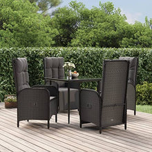 fsahslih 5 Piece Patio Dining Set Black Poly Rattan Reclining Chairs