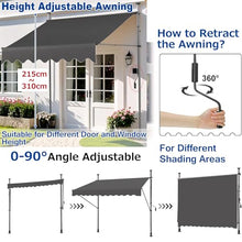 Manual Retractable Awning Balcony Window Sun Shade Shelter, Folding Umbrellas Outside, Waterproof Canvas, Sturdy Heavy-Duty Frame, Canopy for Outdoor Patio Deck Garden Dining Room(Blue-White,400cm)
