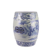 LINKIO Garden Stool Decorative Ceramic Garden Stool, Hand-Painted Blue and White, Large Indoor Outdoor Accent Ottomans