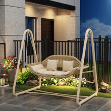 Patio Swing Chair with Galvanized Steel Frame, Porch Swing with Silent and Non-Slip Foot Pads & High Load-Bearing Crane Rope, for Backyard, Lawn, Porch, Garden