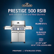 Napoleon P500RSIBPSS-3 Prestige 500 RSIB Propane Gas Grill, sq. in + Infrared Side and Rear Burner, Stainless Steel