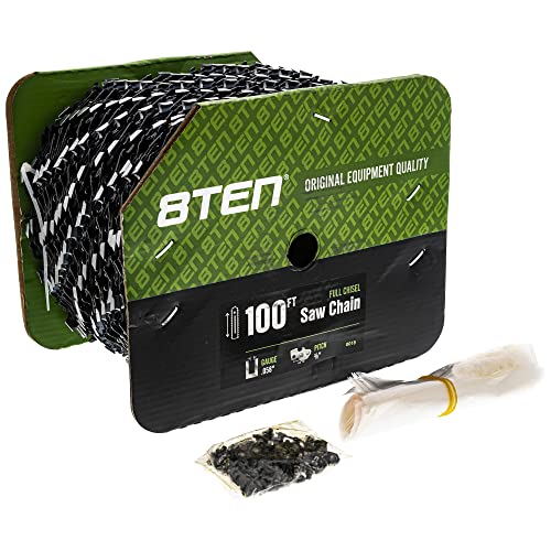 8TEN Chainsaw Chain Bulk Reel Full Chisel 100 Foot .058 Gauge 3/8 Pitch