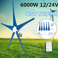6000W AC Permanent Wind Turbines Generator 5-Nylon Blades 12/24V Household Power Generator W/Controller for Solar Streetlight (24v)