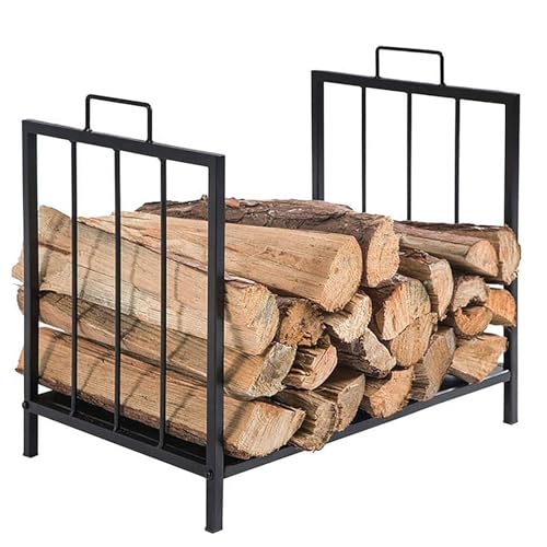 EliteBloom Small Compact Firewood Log Rack, 17-Inch Heavy-Duty Iron Wood Holder for Indoor Fireplace, Stove & Outdoor Fire Pit