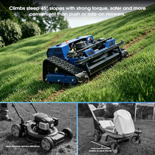 Robotic Track Mower – 8HP Gas Hybrid, 650m Range, 48cm Deck, 3-13cm Electric Height, 39° Slope, 1500W Brushless, APP Control – for Residential, Park, Cemetery – Compact All-Terrain Cutter