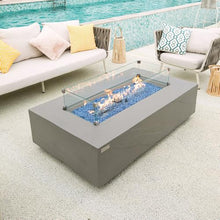 Meteora Concrete Fire Pit 55.9" x 31.9" Outdoor Patio Firepit Includes Fire Glass Modern Fire Pits & Outdoor Fireplaces for Garden, Deck, Indoor & Outdoor Heating