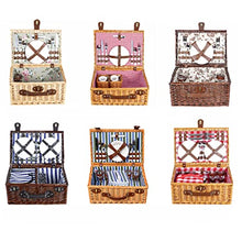 Storage Basket,Willow Picnic for 4 Wicker Set Hamper with Insulated Liner &Cutlery Service Kit, Accessories for Camping,Wedding,Valentine Day,Gift