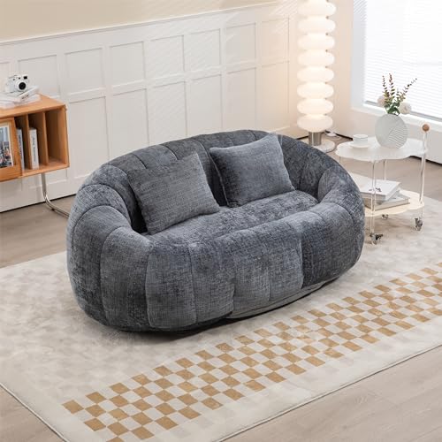 NDPQN Chenille Bean Bag Sofa High Back Lounger Grey