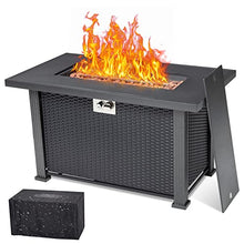 Garvee 44 in Propane Fire Pit Table, 50000BTU Rectangle Fire Table with Cover & Rain Cover, Sturdy Steel and Iron Fence Surface, CSA Safety Certified, Companion for Your Garden